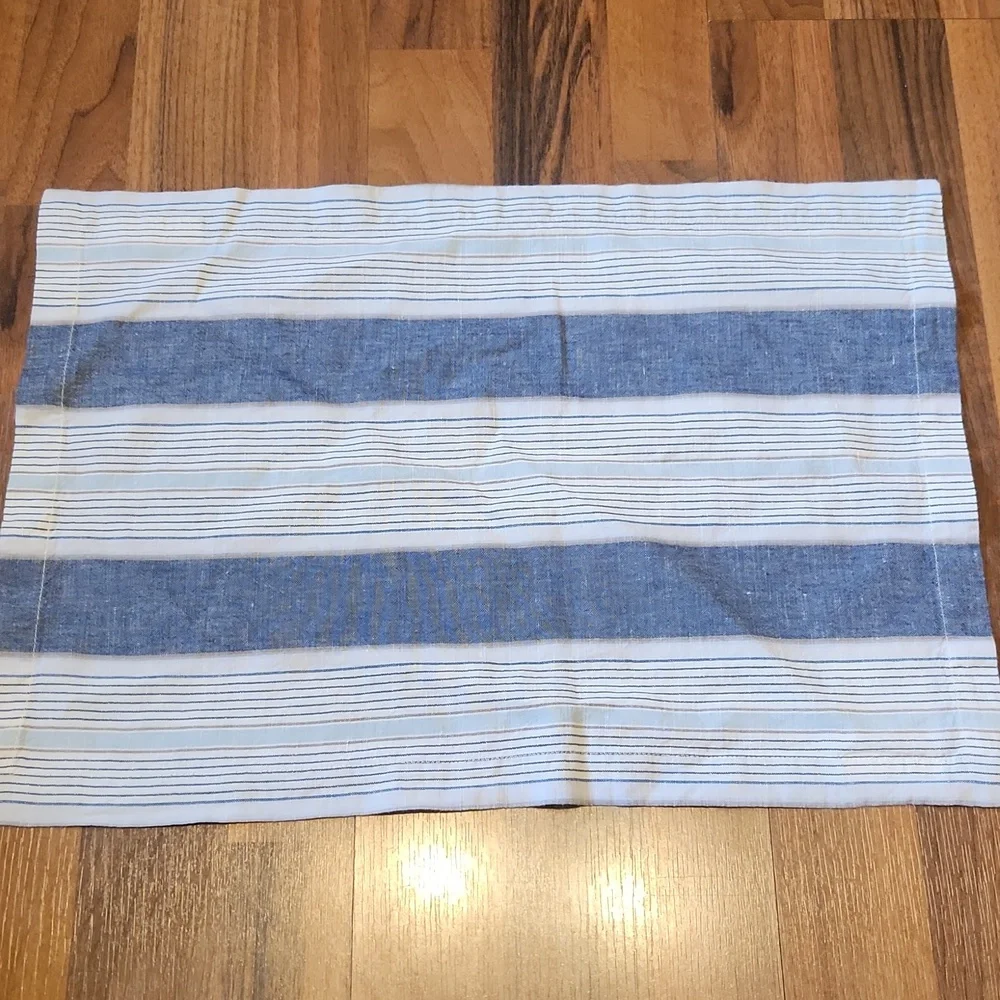William Sonoma Linen Blue, White & Gray Striped Placemats Set of 6